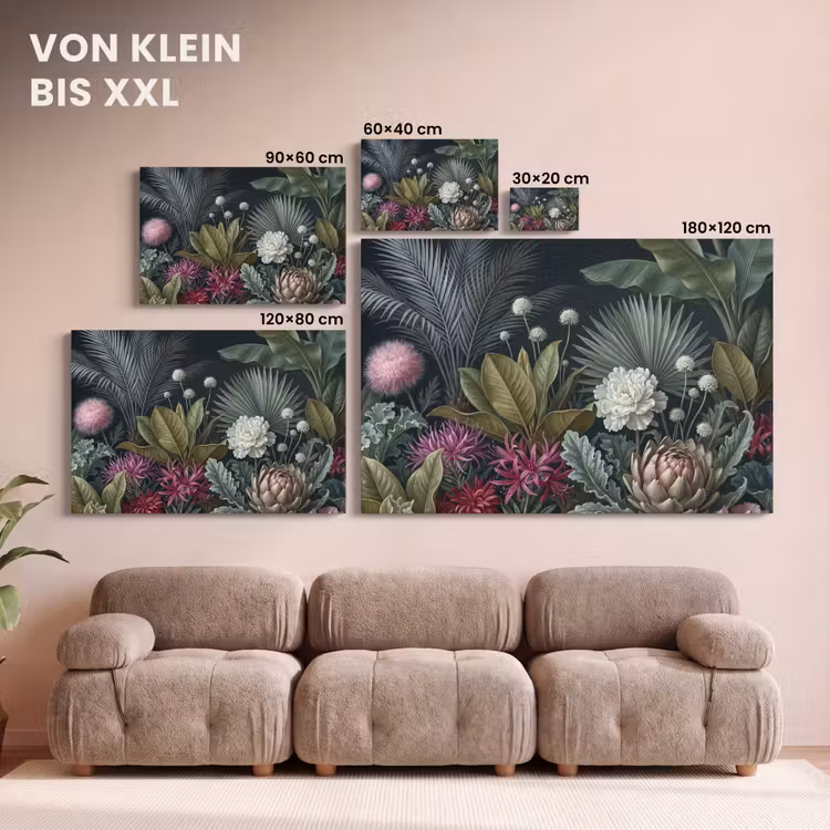 Planten - Tropisch - Botanisch - Donker - Groen canvas 2cm klein -Xsfeer8_DE