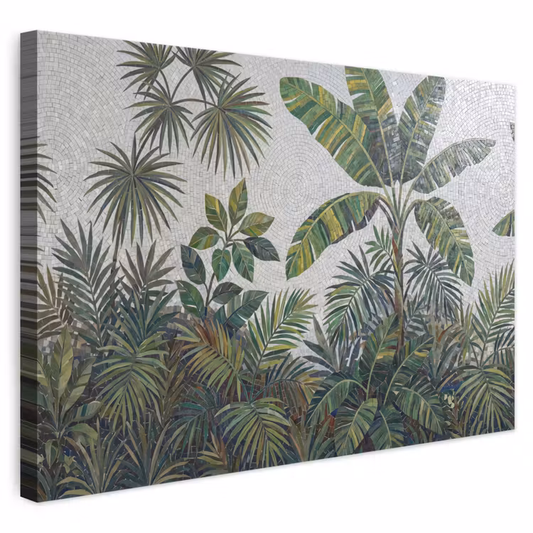 Planten - Tropisch - Mozaïek - Groen - Natuur canvas 2cm klein -3d