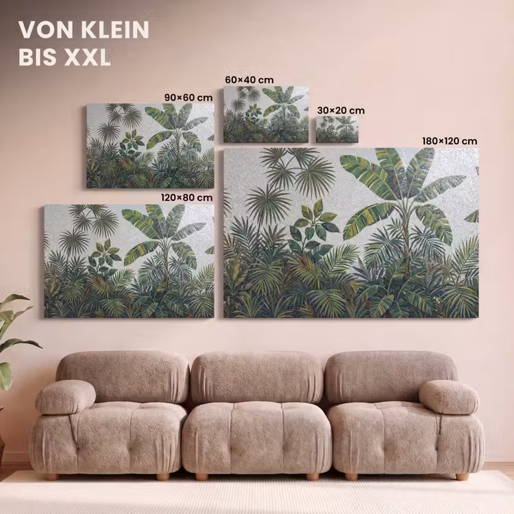 Planten - Tropisch - Mozaïek - Groen - Natuur canvas 2cm klein -Xsfeer8_DE