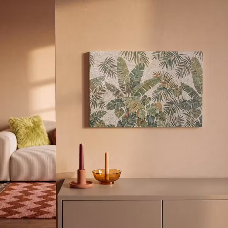 Planten - Tropisch - Mozaïek - Natuur - Groen canvas 2cm klein -sfeer1