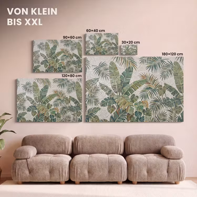 Planten - Tropisch - Mozaïek - Natuur - Groen canvas 2cm klein -Xsfeer8_DE