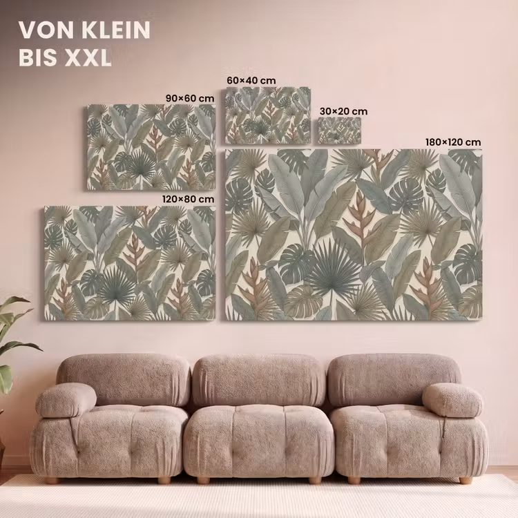 Planten - Tropisch - Natuur - Illustratie - Groen canvas 2cm klein -Xsfeer8_DE