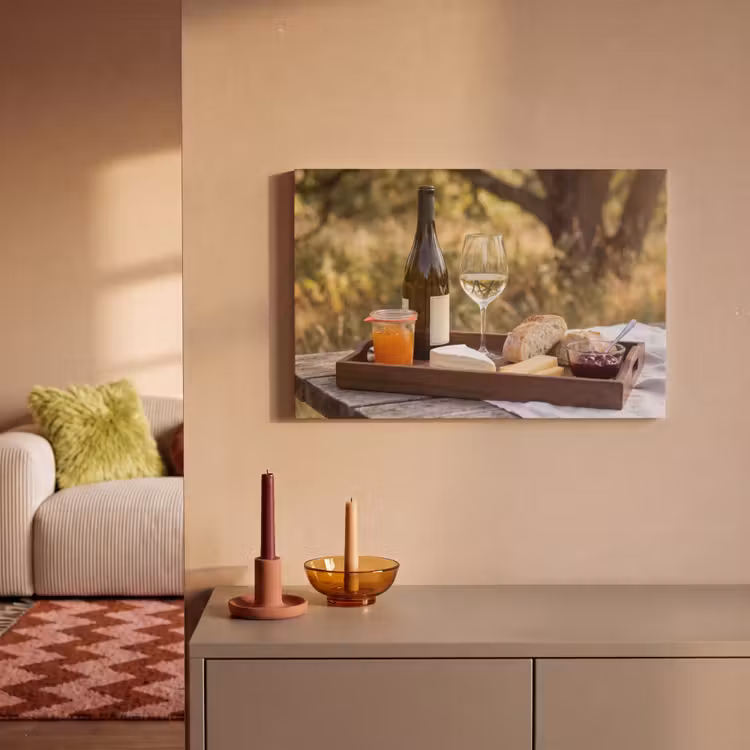 Picknick - Wijn - Kaasplankje canvas 2cm klein -sfeer1