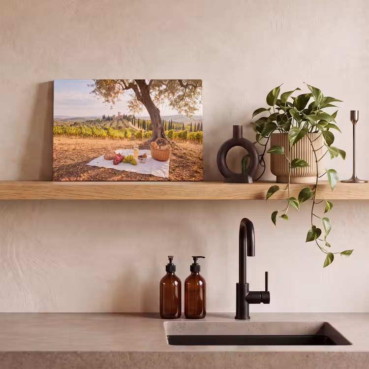Picknick - Wijngaard - Landschap - Zomer - Eten canvas 2cm klein -sfeer3