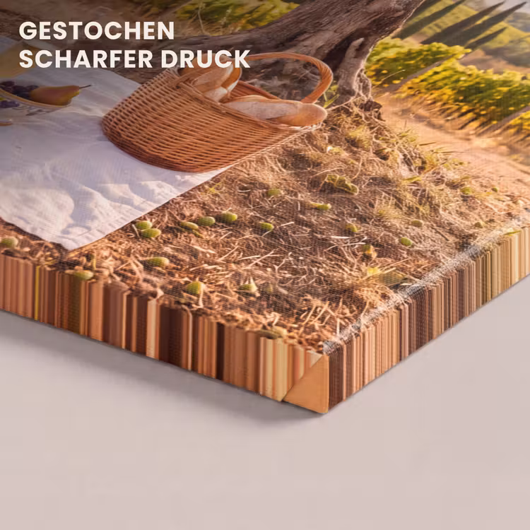 Picknick - Wijngaard - Landschap - Zomer - Eten canvas 2cm klein -closeup_print_DE