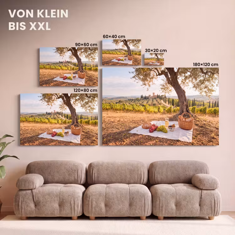 Picknick - Wijngaard - Landschap - Zomer - Eten canvas 2cm klein -Xsfeer8_DE