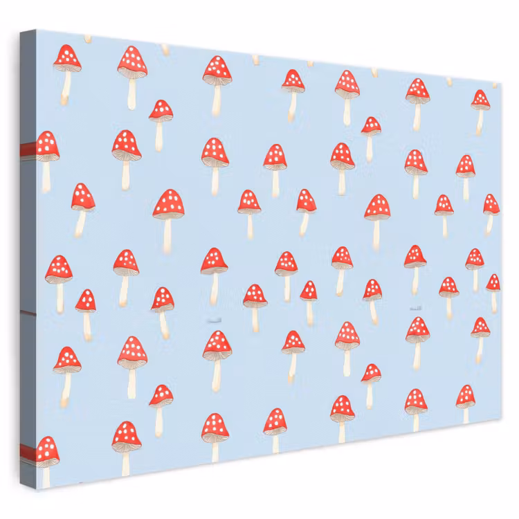 Paddenstoel -Sprookje - Blauw canvas 2cm klein 34 -3d
