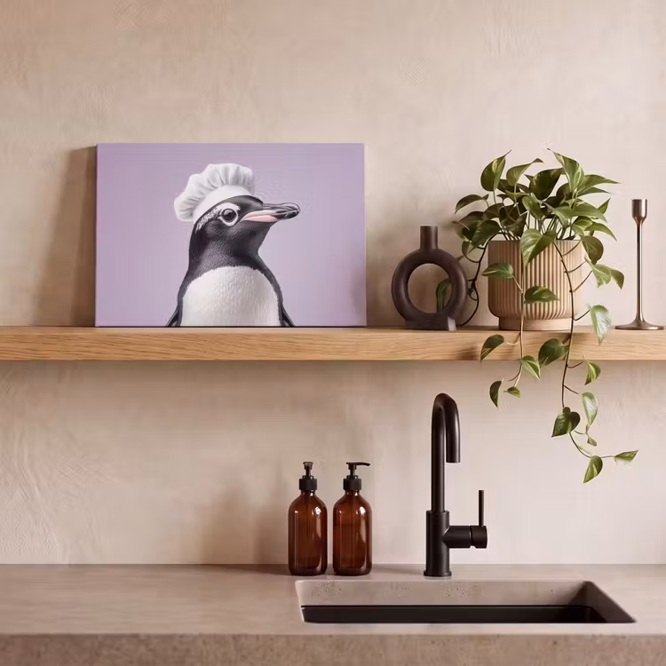 Pinguïn - Koksmuts - Lief - Paars canvas 2cm klein -sfeer3