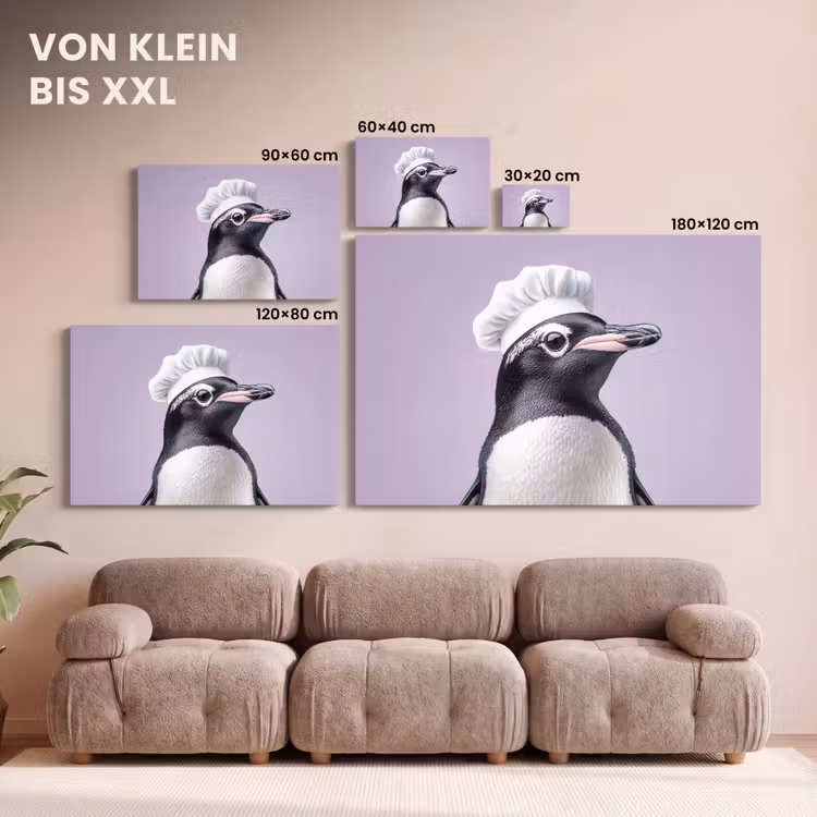 Pinguïn - Koksmuts - Lief - Paars canvas 2cm klein -Xsfeer8_DE
