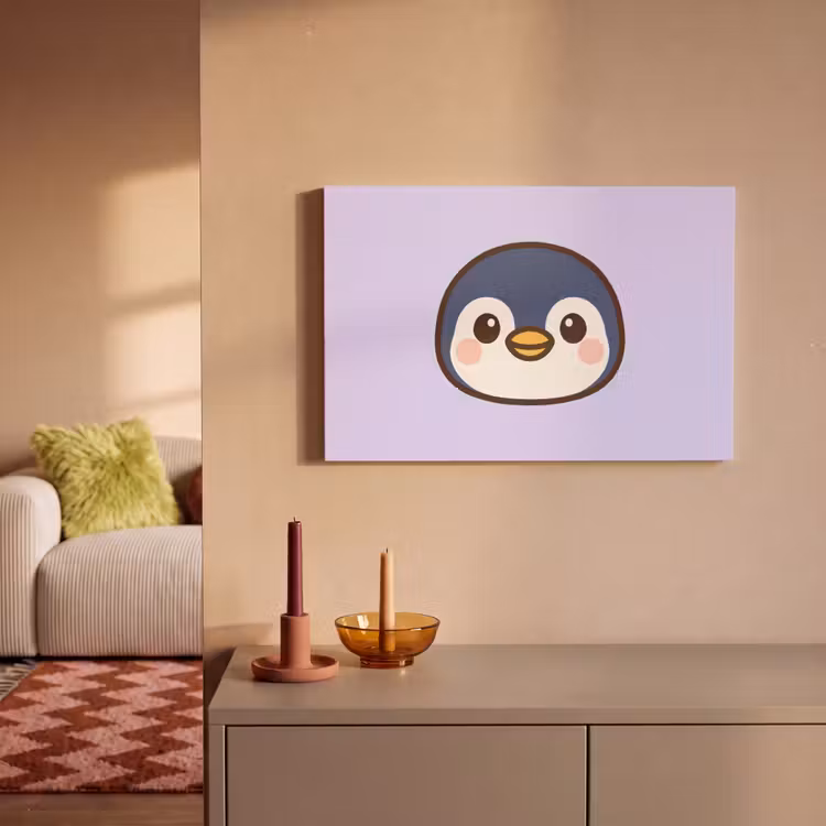 Pinguïn - Paars - Schattig canvas 2cm klein -sfeer1