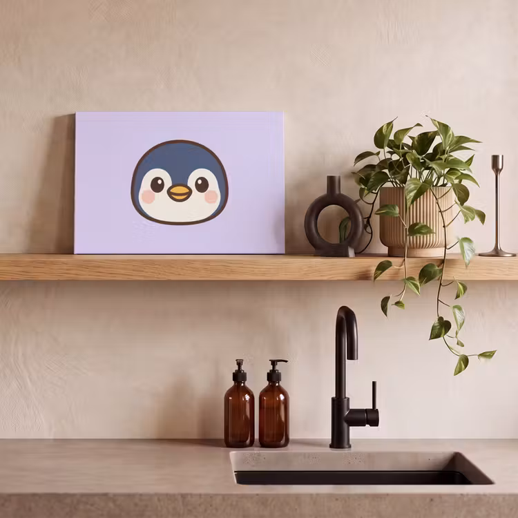 Pinguïn - Paars - Schattig canvas 2cm klein -sfeer3