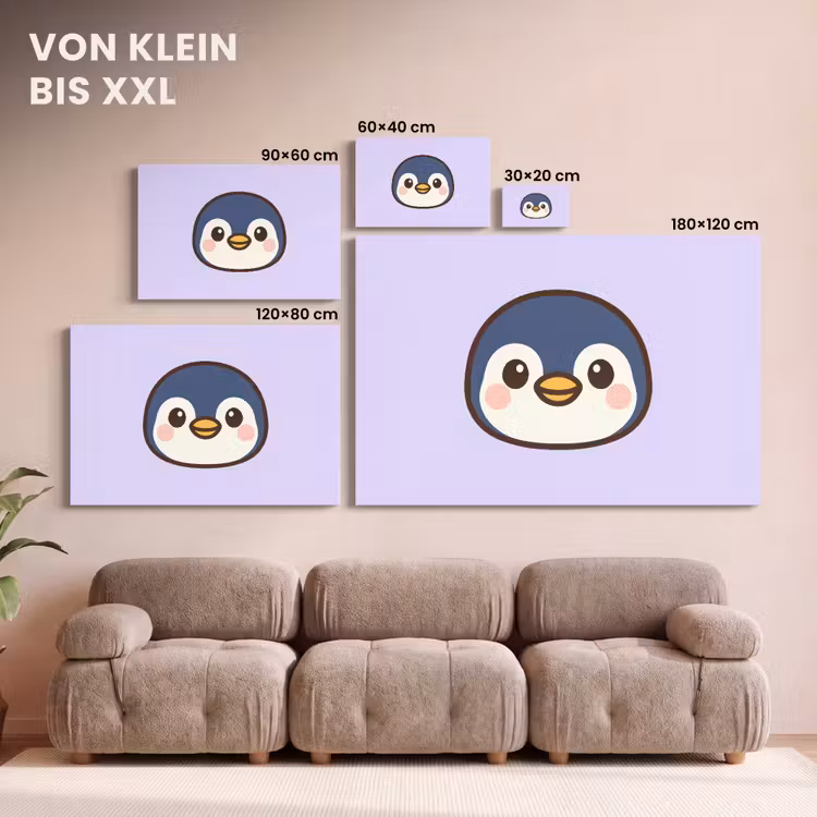 Pinguïn - Paars - Schattig canvas 2cm klein -Xsfeer8_DE