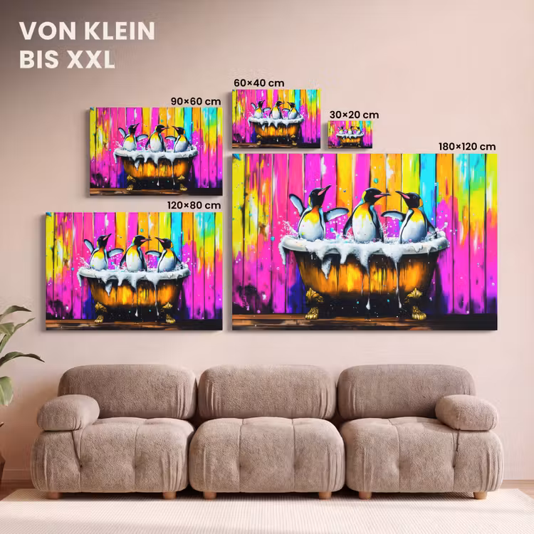 Pinguïns - Badkuip - Kleurrijk - Schuim canvas 2cm klein -Xsfeer8_DE