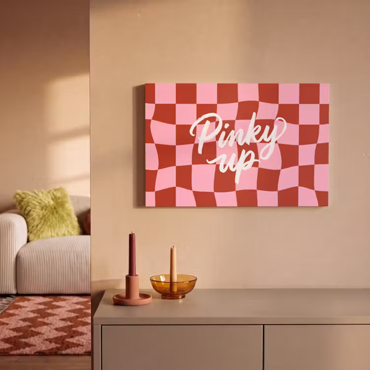 Pinky up - Geblokt - Bordeauxrood canvas 2cm klein -sfeer1