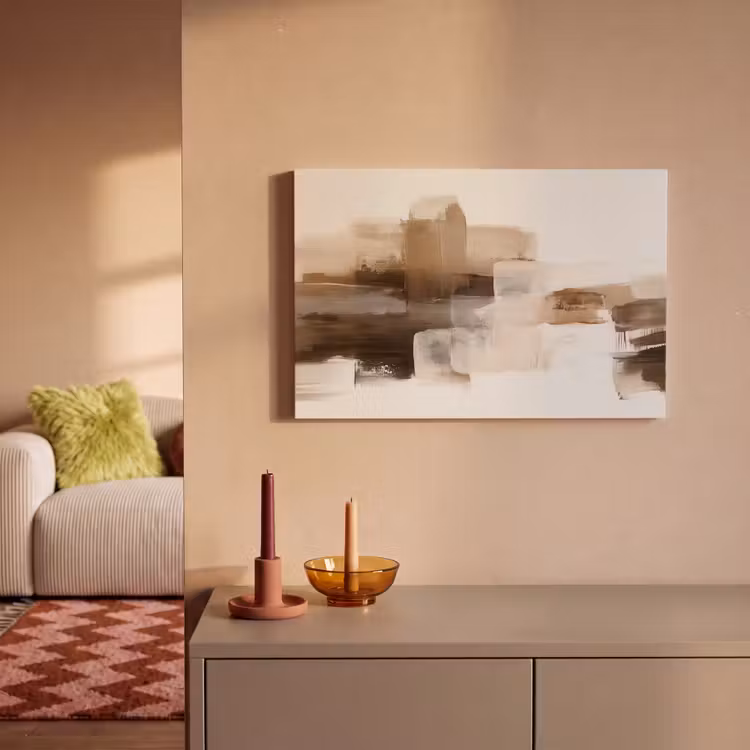 Penseelstreken - Abstract landschap - Rust canvas 2cm klein -sfeer1