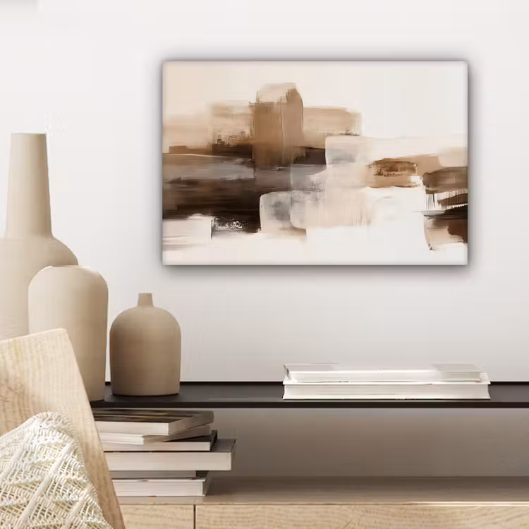 Penseelstreken - Abstract landschap - Rust canvas 2cm klein -closeup_print_DE
