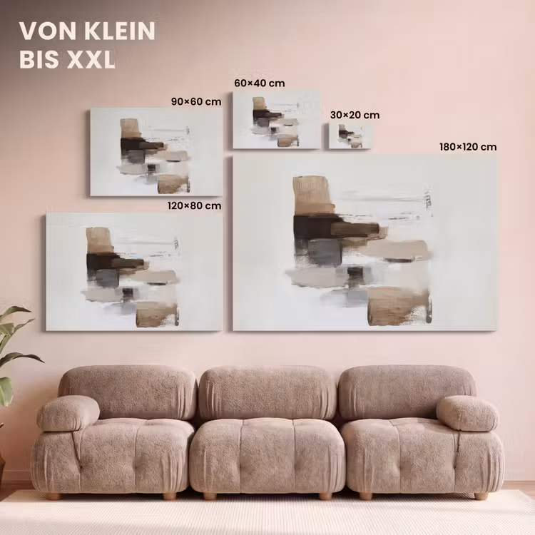 Penseelstreken - Balans - Beige - Bruin canvas 2cm klein -Xsfeer8_DE