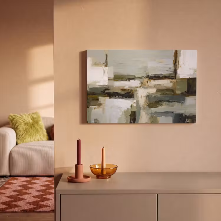 Penseelstreken - Groen - Abstract - Japandi canvas 2cm klein -sfeer1