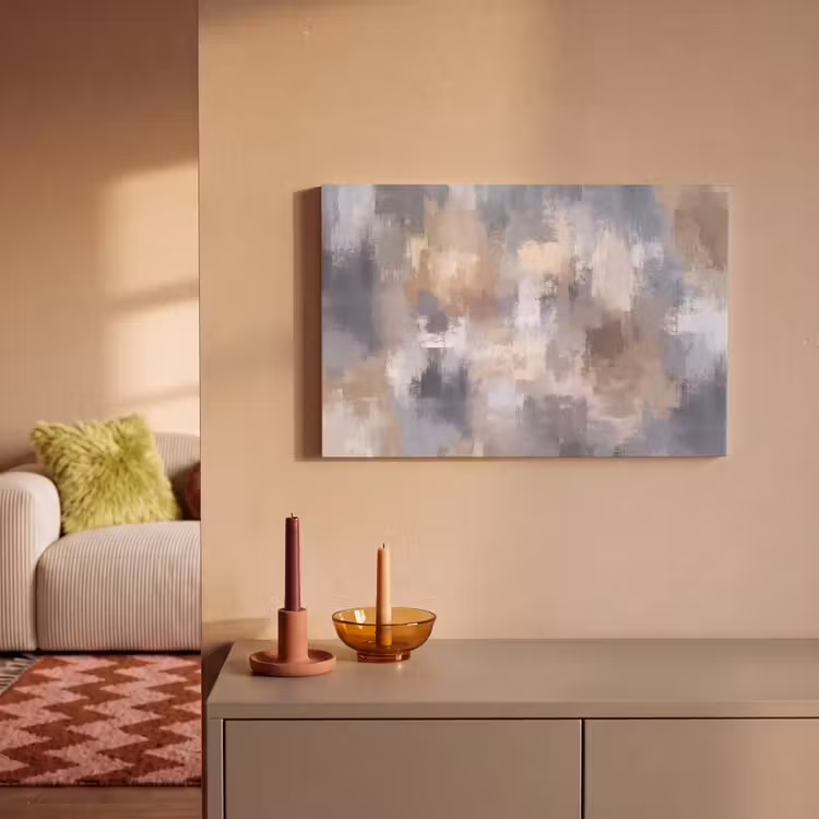 Penseelstreken - Schilderij - Beige canvas 2cm klein -sfeer1