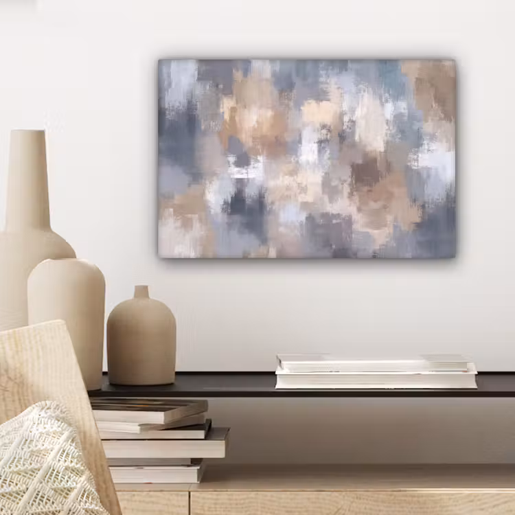 Penseelstreken - Schilderij - Beige canvas 2cm klein -closeup_print_DE