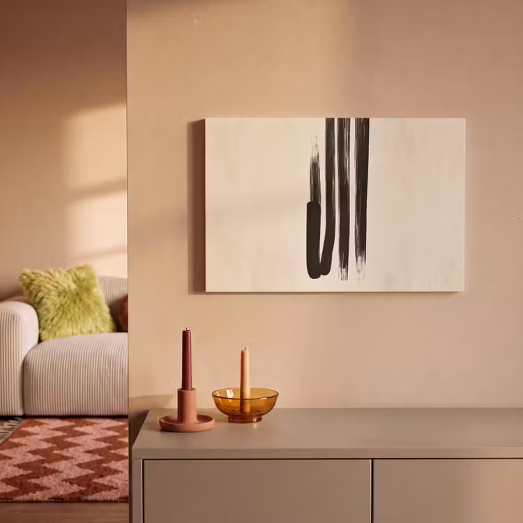 Penseelstreken - Verticaal - Zwart canvas 2cm klein -sfeer1