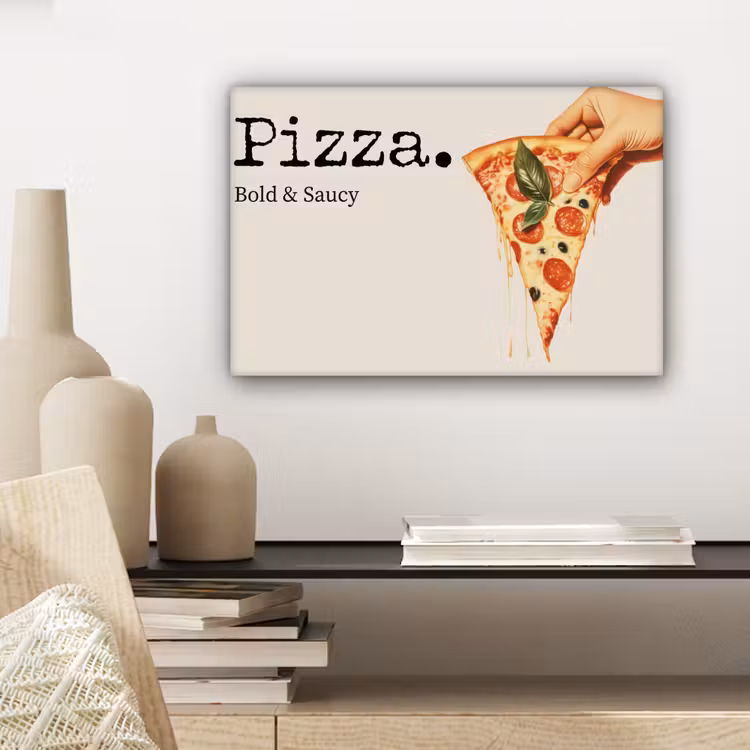 Pizza - Kaas - Pepperoni canvas 2cm klein -closeup_print_DE