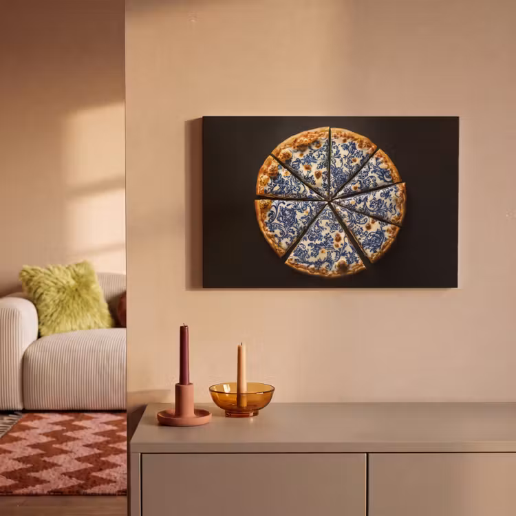 Pizza - Eten - Delftsblauw canvas 2cm klein -sfeer1