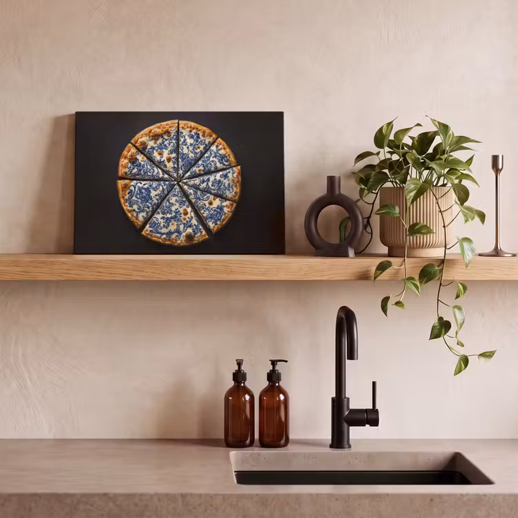 Pizza - Eten - Delftsblauw canvas 2cm klein -sfeer3
