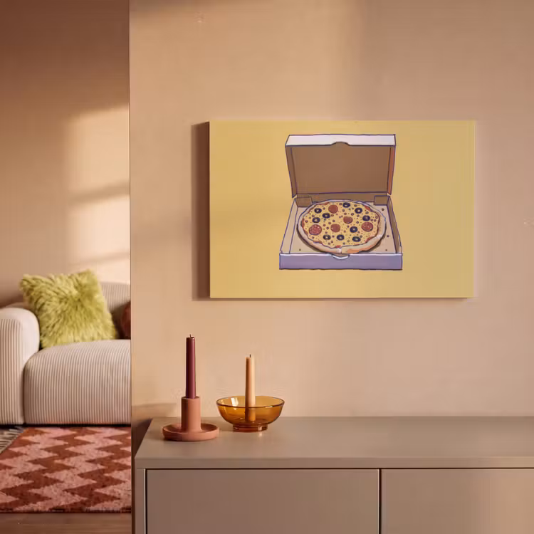 Pizza - Doos - Salami - Illustratie canvas 2cm klein -sfeer1