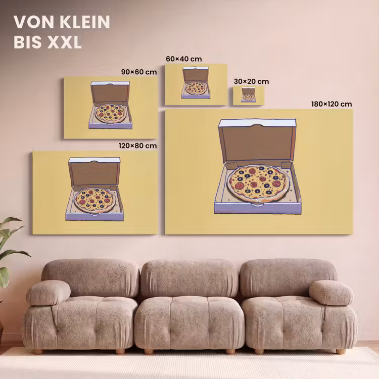 Pizza - Doos - Salami - Illustratie canvas 2cm klein -Xsfeer8_DE