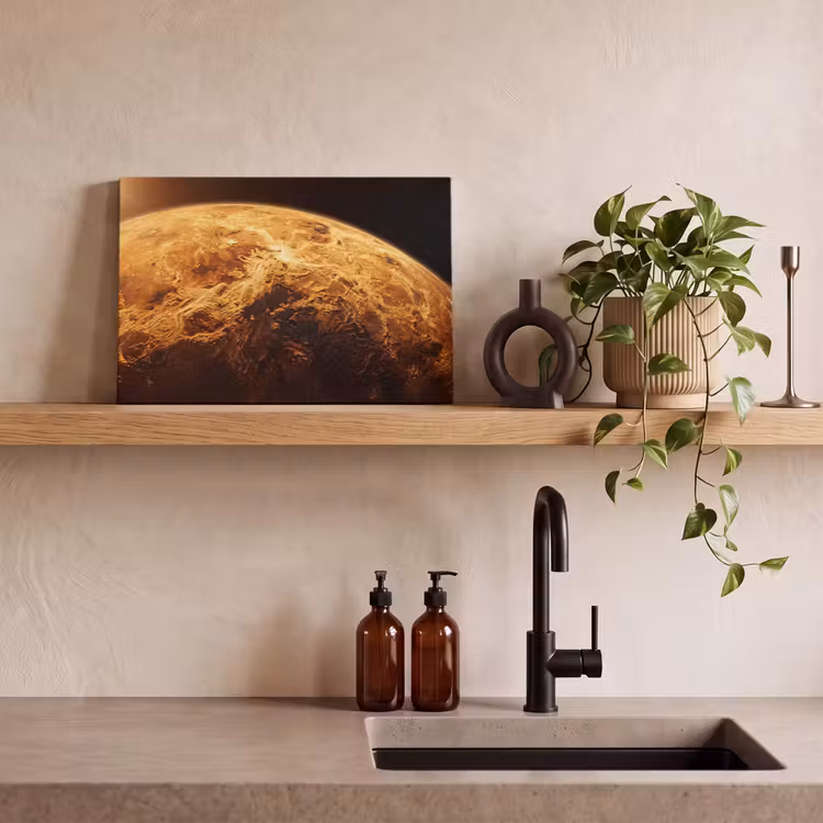 Leinwandbild - Planet – Weltraum – Orange - Planeet - Ruimte - Oranje canvas 2cm klein
