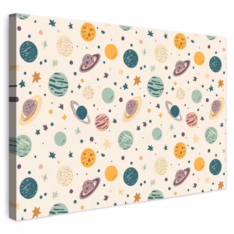 Planeten - Retro - Kleurrijk canvas 2cm klein 34 -3d