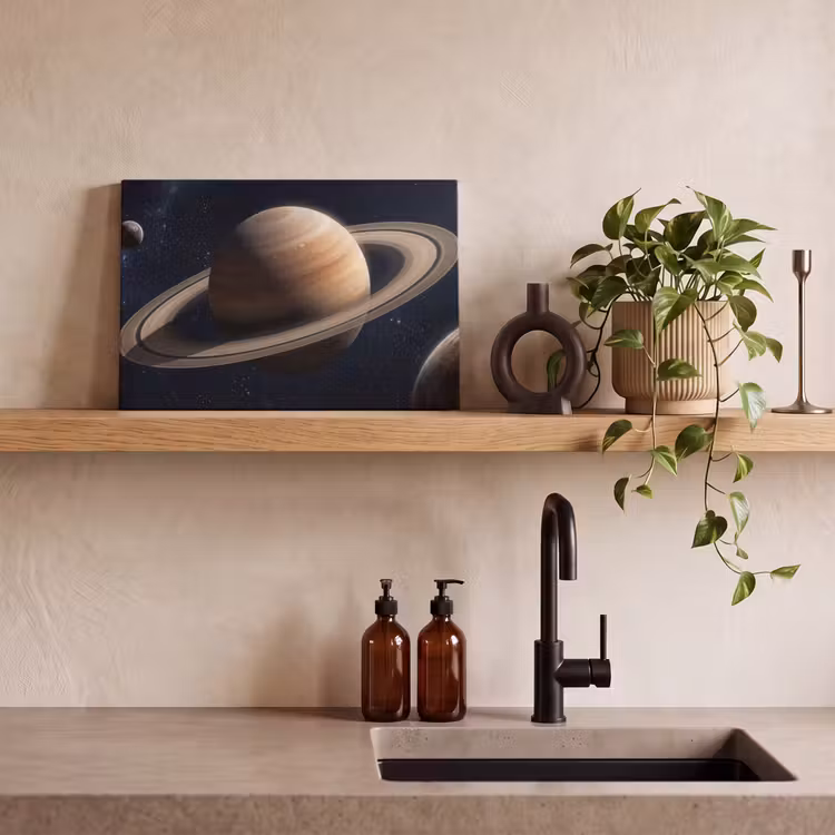 Planeten - Saturnus - Ruimte canvas 2cm klein -closeup_print_DE