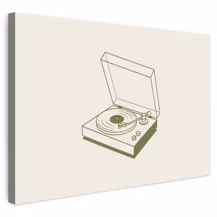 Platenspeler - Vinyl - Muziek - Minimalistisch - Groen canvas 2cm klein -3d