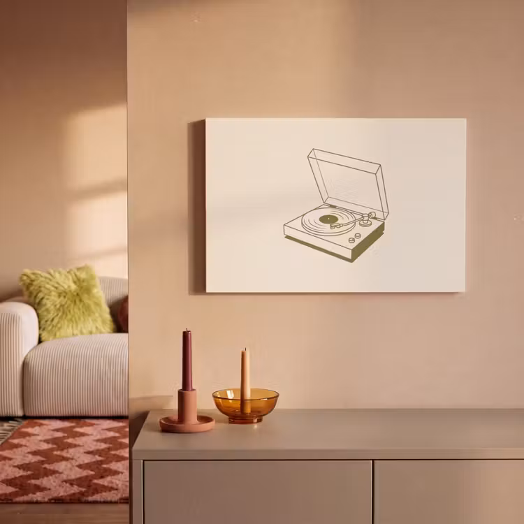Platenspeler - Vinyl - Muziek - Minimalistisch - Groen canvas 2cm klein -sfeer1
