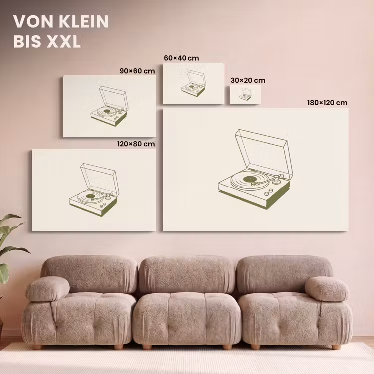 Platenspeler - Vinyl - Muziek - Minimalistisch - Groen canvas 2cm klein -Xsfeer8_DE