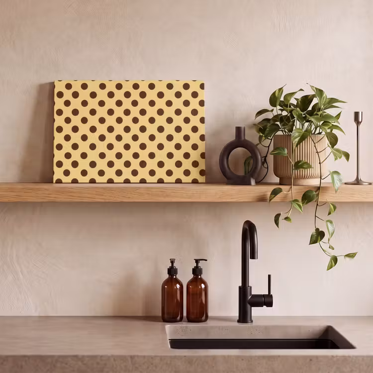 Polka Dot - Stippen - Retro - Geel - Bruin canvas 2cm klein 34 -sfeer6