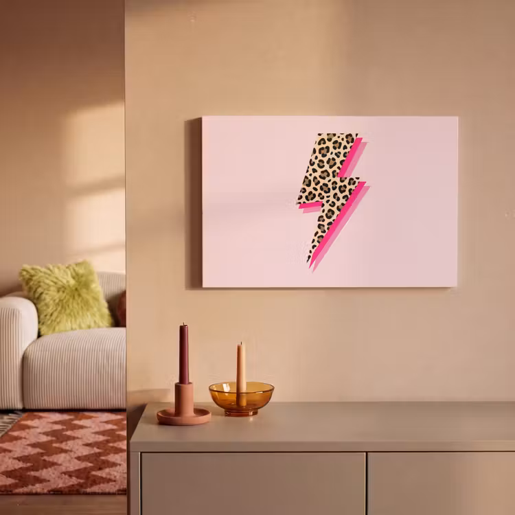 Stippen - Roze - Bliksem canvas 2cm klein -sfeer1