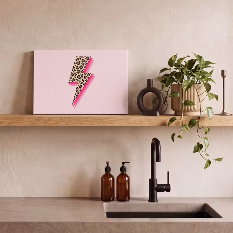 Stippen - Roze - Bliksem canvas 2cm klein -sfeer3