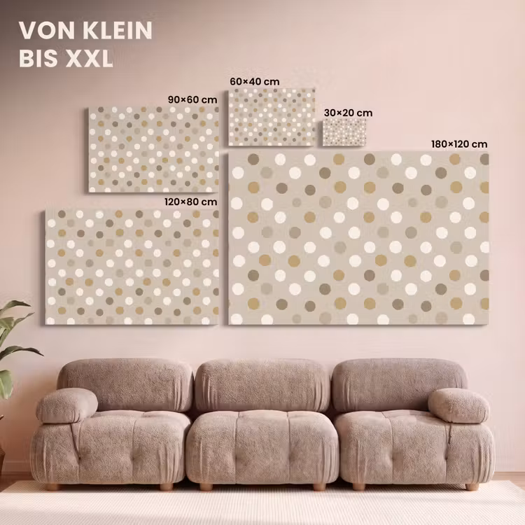 Polka - Dots - Beige canvas 2cm klein 34 -Xsfeer8_DE