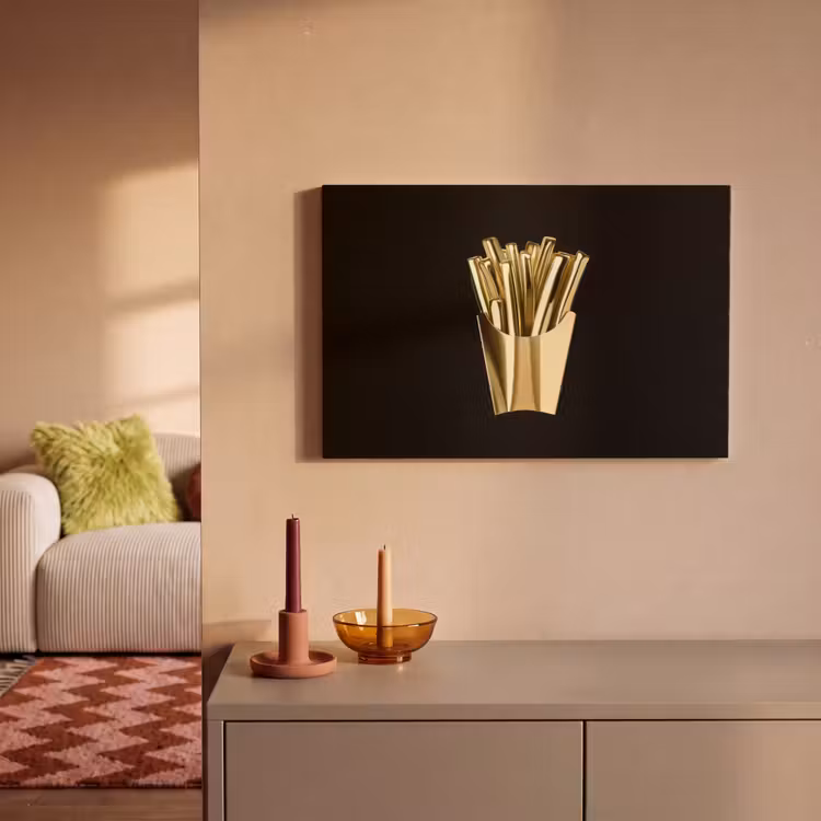 Friet - Goud - Chrome - Eten canvas 2cm klein -sfeer1