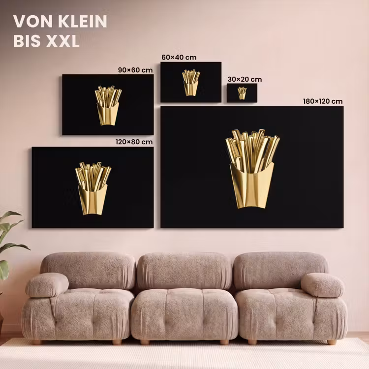 Friet - Goud - Chrome - Eten canvas 2cm klein -Xsfeer8_DE