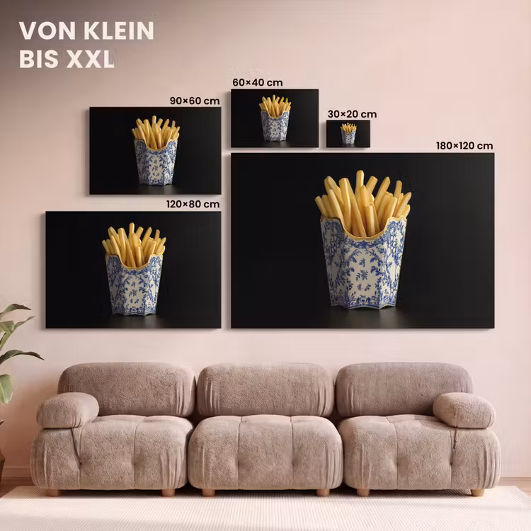 Friet - Porselein - Delfts blauw - Eten canvas 2cm klein -Xsfeer8_DE