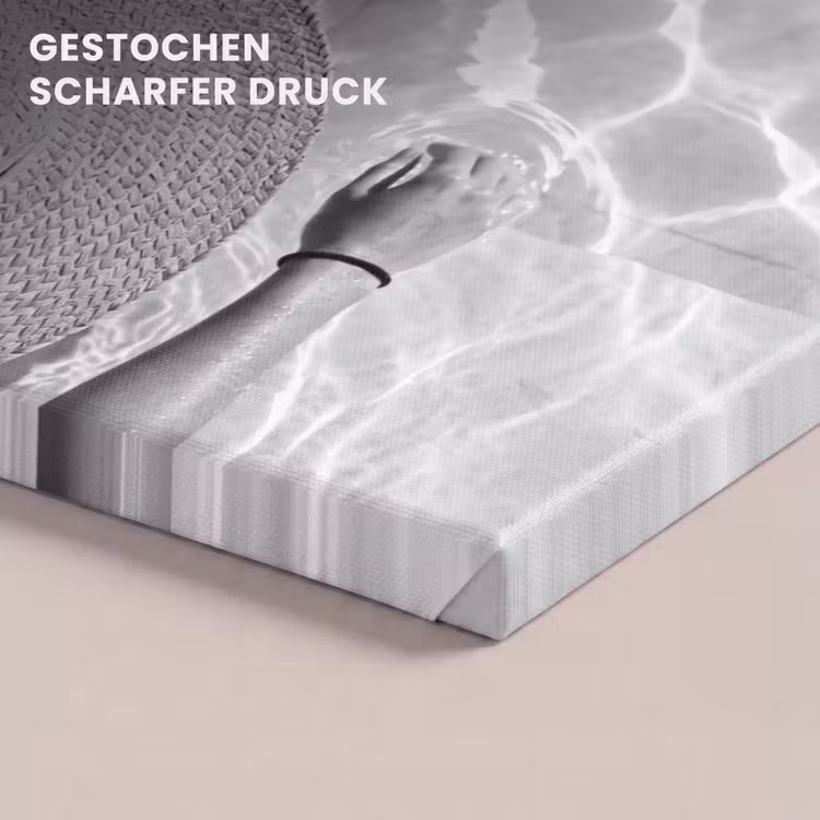 Zwembad - Hoed - Water - Zwart - Wit - Zomers canvas 2cm klein -closeup_print_DE