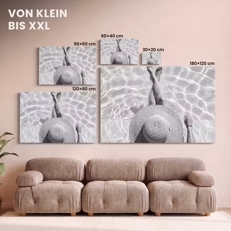 Zwembad - Hoed - Water - Zwart - Wit - Zomers canvas 2cm klein -Xsfeer8_DE