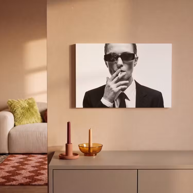 Portret - Pak - Roken - Zwart - Wit - Stoer canvas 2cm klein -sfeer1