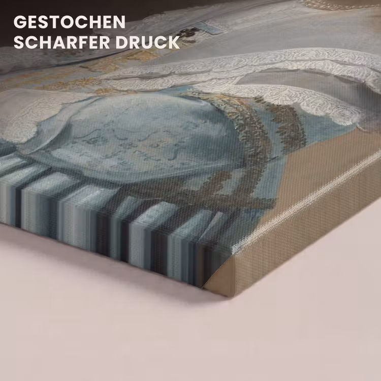 Portret van een meisje in het blauw - Schilderij van Johannes Cornelisz. Verspronck canvas 2cm klein -closeup_print_DE