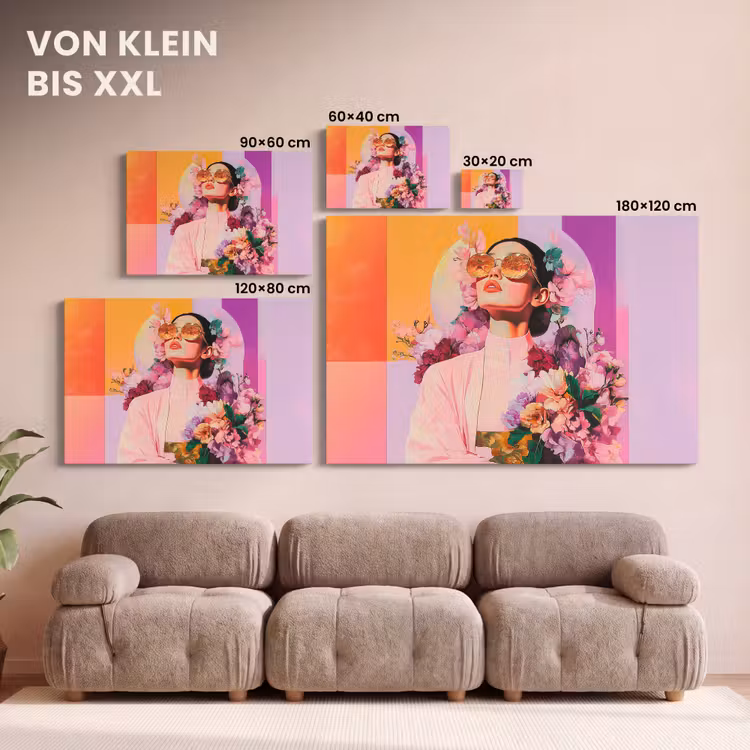Portret - Vrouw - Abstract - Bloemen canvas 2cm klein -Xsfeer8_DE