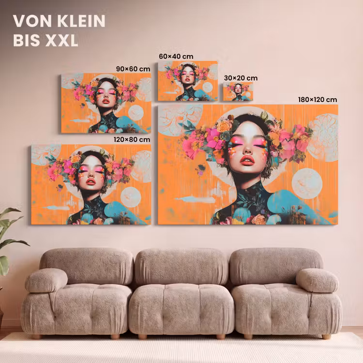 Portret - Vrouw - Abstract - Bloemen canvas 2cm klein -Xsfeer8_DE