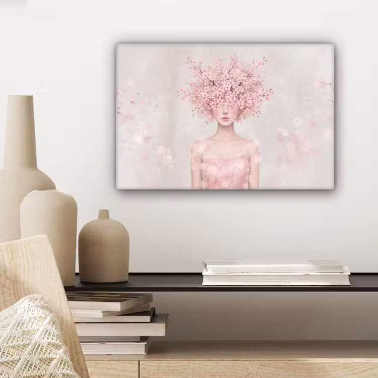Portret - Kersenbloesem - Roze canvas 2cm klein -closeup_print_DE